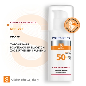 PHARMACERIS S ULTRA OCHRONNY KREM SPF 50+ DO TAWRZY DLA SKÓRY NACZYNKOWEJ I Z TRĄDZIKIEM RÓŻOWATYM  CAPILAR PROTECT 50 ML