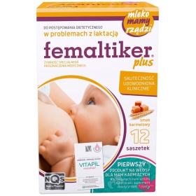 FEMALTIKER PLUS SMAK KARMELOWY 12 SASZETEK + VITAPIL MAMA 4 TABLETKI