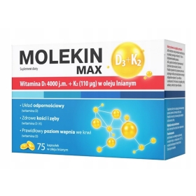 MOLEKIN D3 + K2 MAX 75 KAPSUŁEK W OLEJU LNIANYM