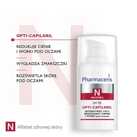 PHARMACERIS N OPTI-CAPILARIL INTENSYWNY KREM REDUKUJĄCY CIENIE I WORKI POD OCZAMI SPF 15 15 ML