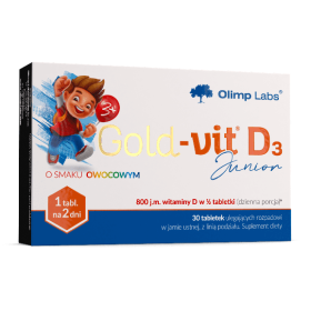 OLIMP Gold Vit D3 Junior 30 tabletek ulegających rozpadowi w jamie ustnej o smaku owocowym