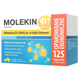 MOLEKIN D3 2000 J.M. 125 KAPSUŁEK W OLEJU LNIANYM