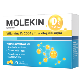 MOLEKIN D3 2000 J.M. 75 KAPSUŁEK W OLEJU LNIANYM